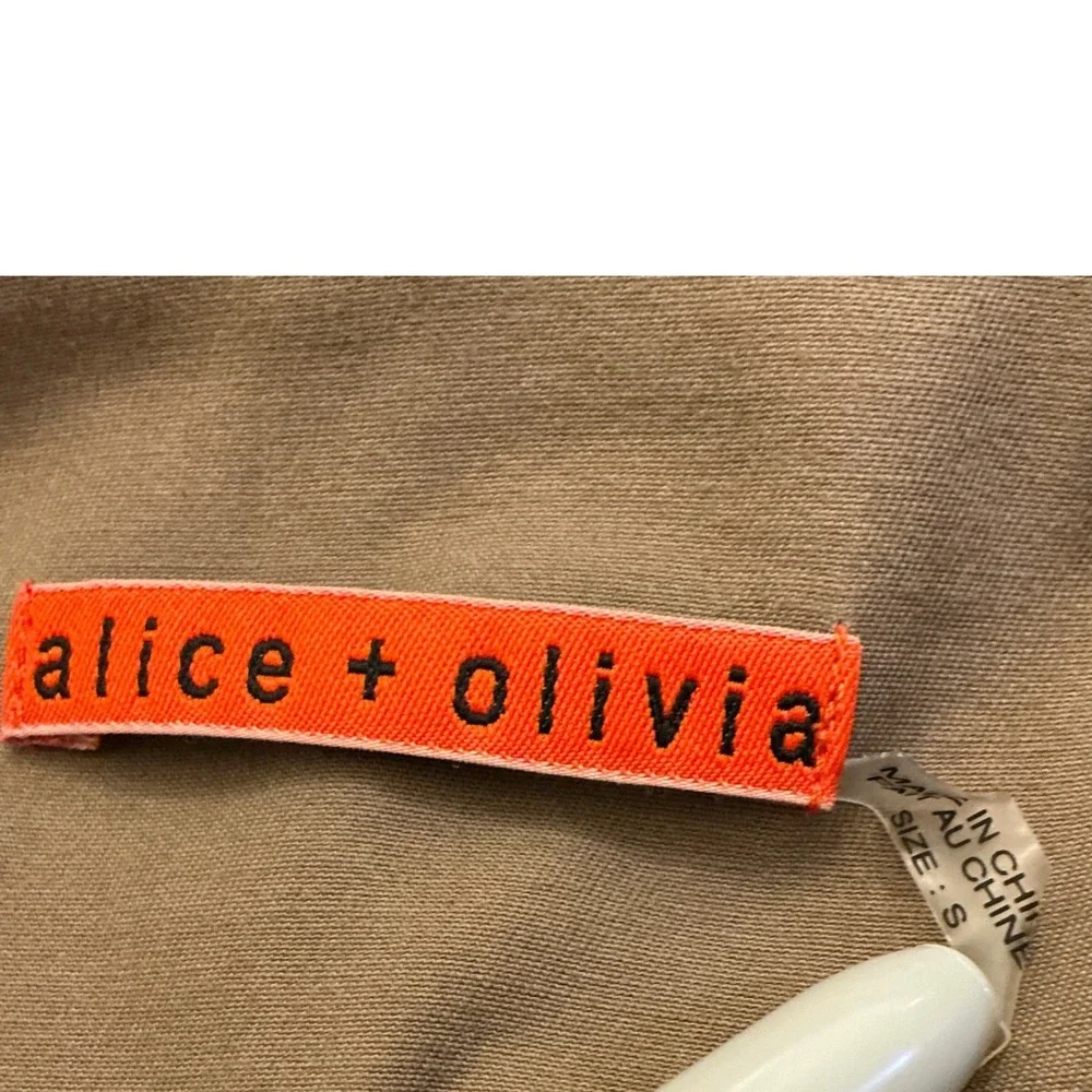 Alice + Olivia Khaki Utility Jacket Drawstring Waist Cargo Pockets Military - Picture 3 of 11